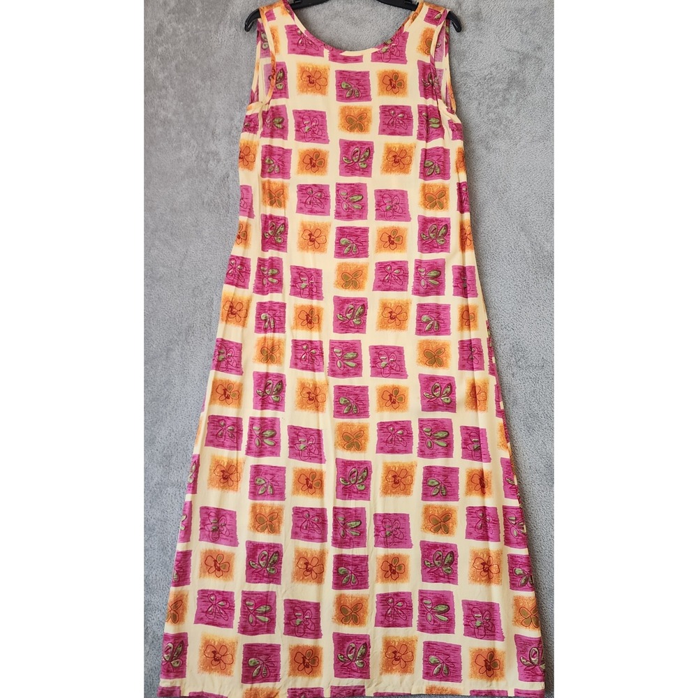 Sarah Elizabeth Maxi Dress Womens 4 Pink Orange Floral Geometric Rayon Boho 90s